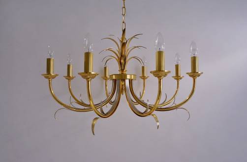Maison Charles chandelier, brass pineapple, 1970s ca, French